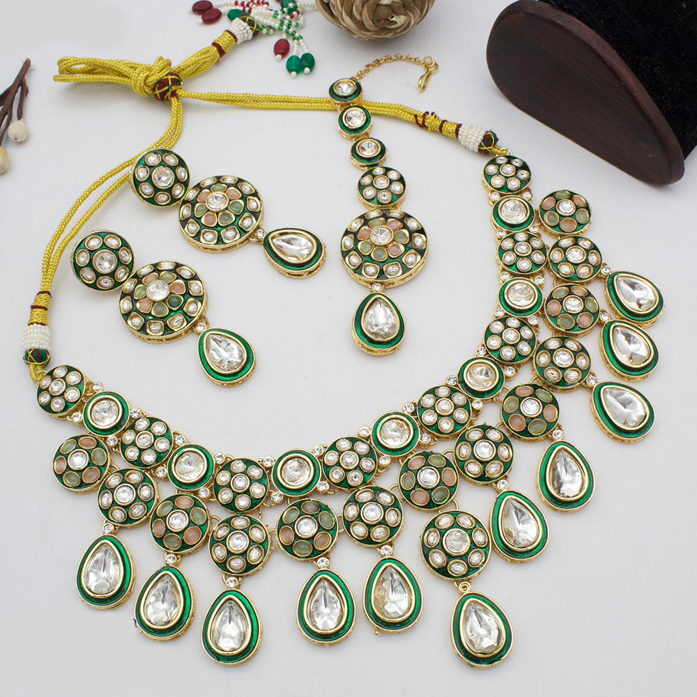 India Art Gold Plated Kundan Necklace Set