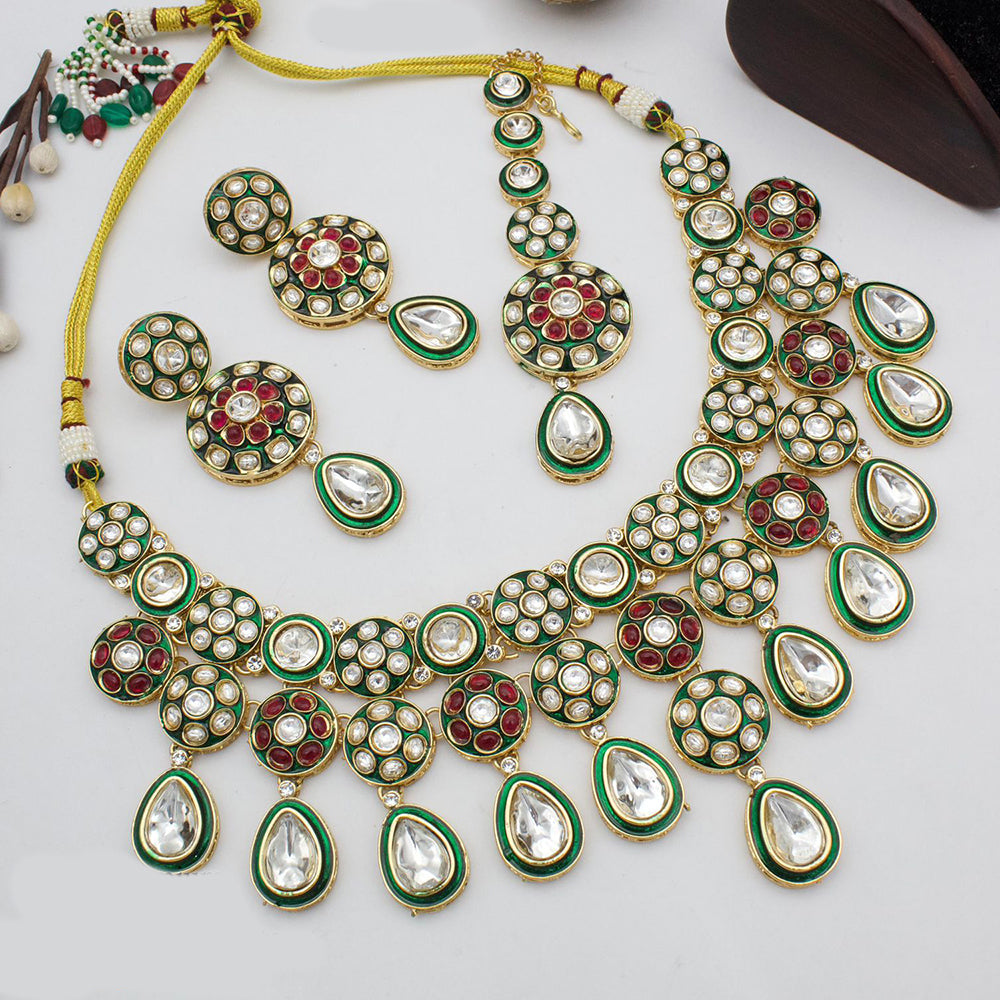 India Art Gold Plated Kundan Necklace Set