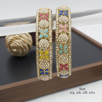 India Art Gold Plated Pota Stone And Austrian Stone Bangles Set