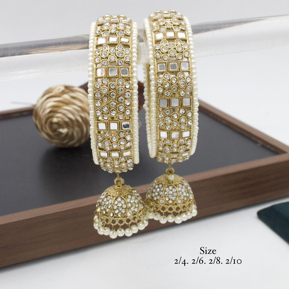 India Art Gold Plated Mirror And Pearl Bangles Set