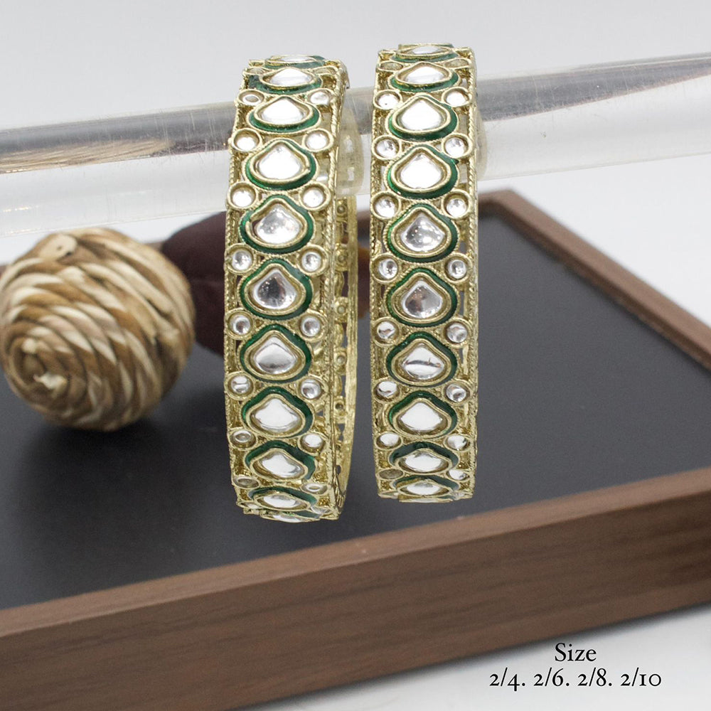 India Art Gold Plated Kundan Stone Bangles Set