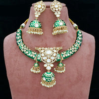 India Art Gold Plated Kundan Stone And Meenakari Necklace Set