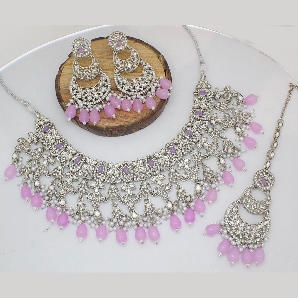 India Art Gold Plated Pota Stone And Austrian Stone Beads Necklace Set