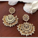 India Art Gold Plated Kundan Pearl And Beads Earrings