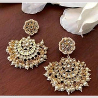 India Art Gold Plated Kundan Pearl And Beads Earrings