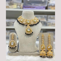 India Art Gold Plated Kundan And Beads Necklace Set