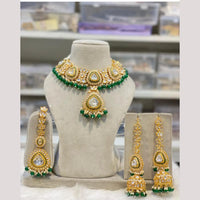 India Art Gold Plated Kundan And Beads Necklace Set