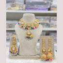 India Art Gold Plated Kundan And Beads Necklace Set