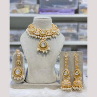India Art Gold Plated Kundan And Beads Necklace Set