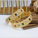 India Art Gold Plated Pota Stone Openable Bangles