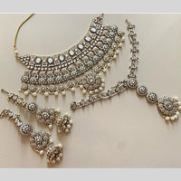 India Art Gold Plated Kundan Stone And Pearls Necklace Set