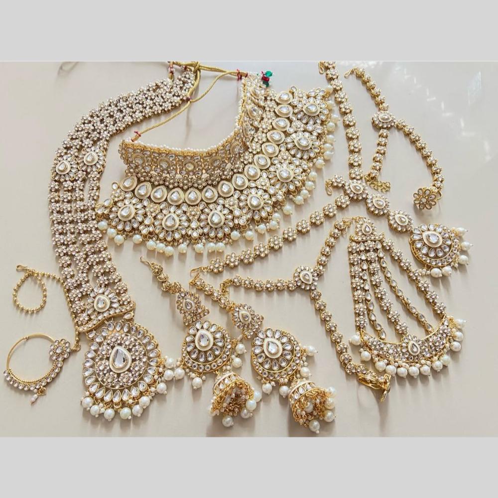 India Art Gold Plated Kundan Stone And Beads Bridal Set