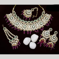 India Art Gold plated Kundan Beads And Pearl Necklace Set