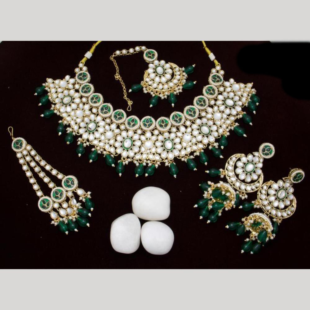 India Art Gold plated Kundan Beads And Pearl Necklace Set