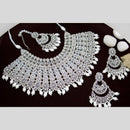 India Art Silver Plated Crystal And Pearl Necklace Set