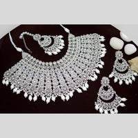 India Art Silver Plated Crystal And Pearl Necklace Set