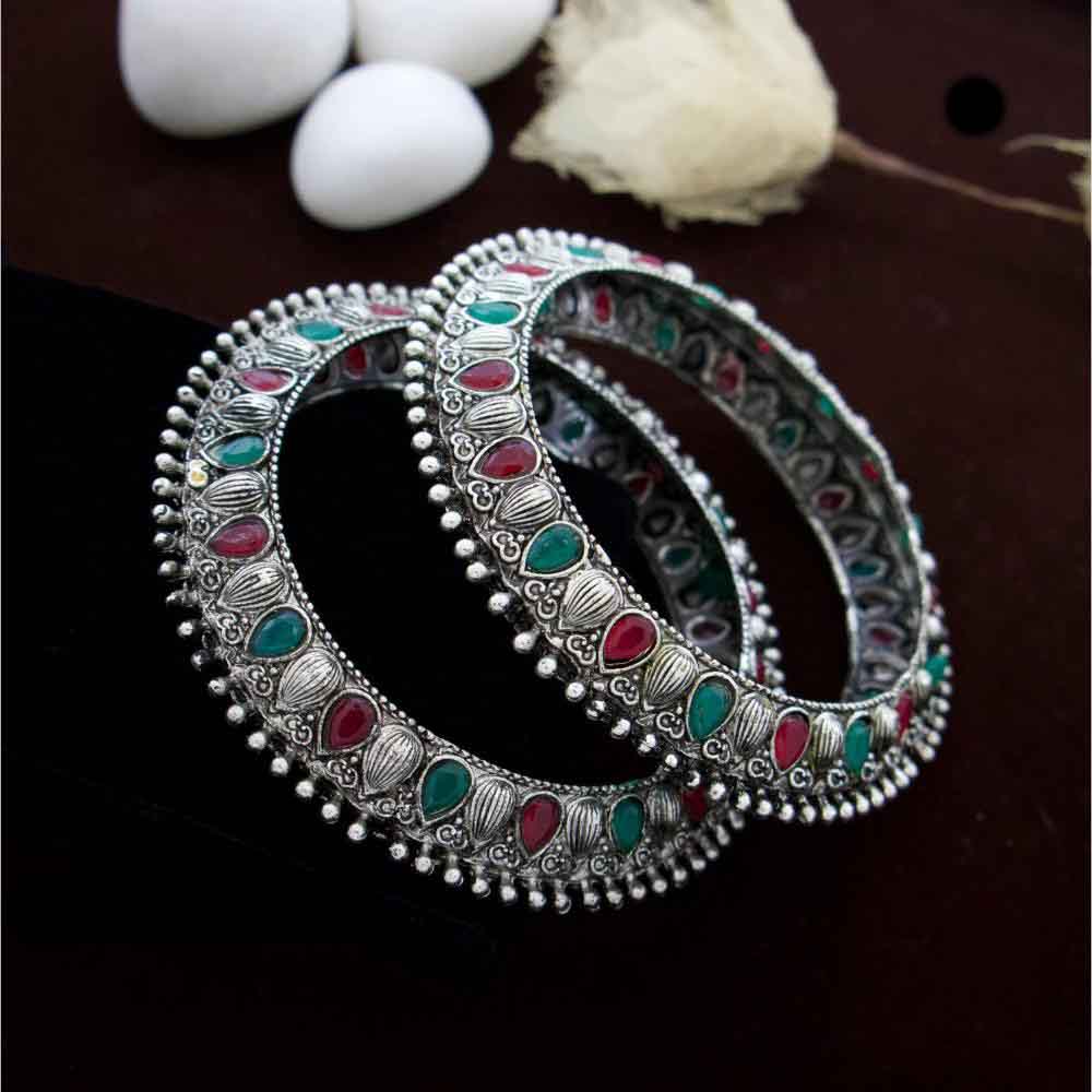 India Art Oxidised Pota Stone Bangles
