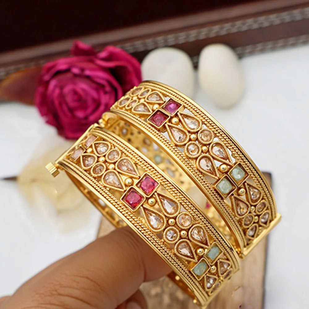 India Art Crystal Stone Openable Bangles