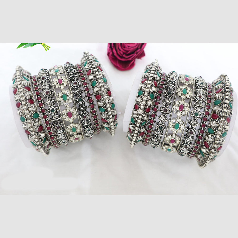 India Art Oxidised Plated Tradition With Attitude Pota Stone Bangle Set