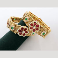 India Art Classic KundanAnd Pota Stone Openable Bangles Jewelry for Sarees & Lehengas