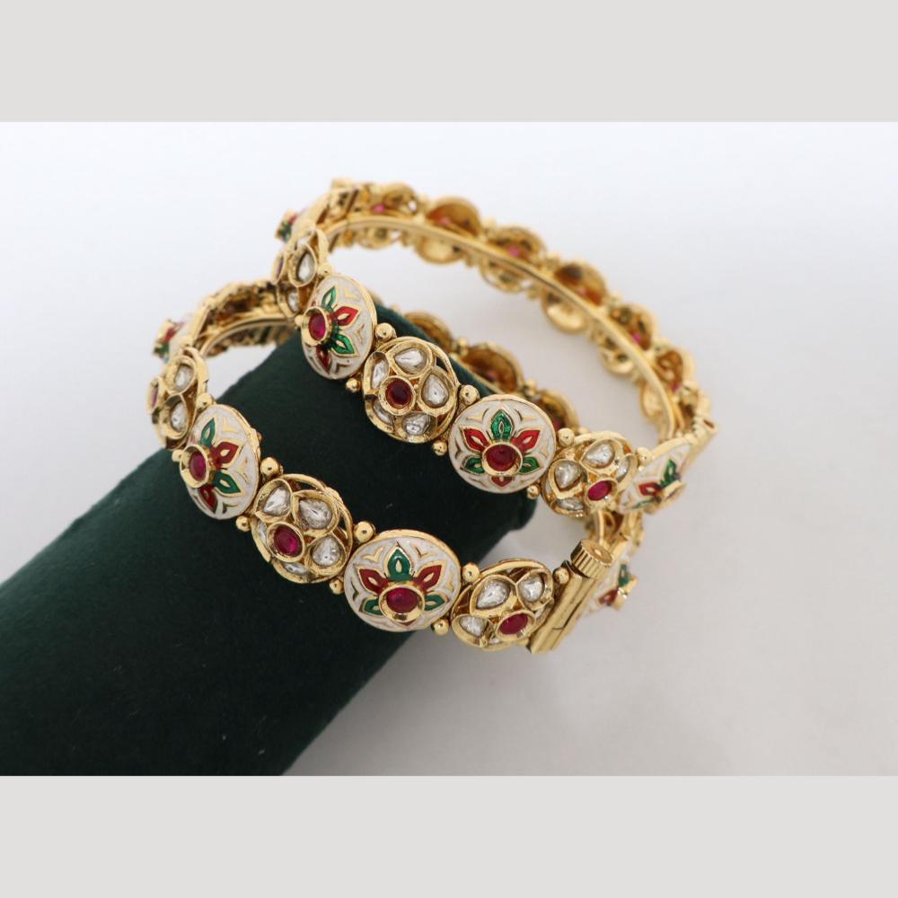 India Art Elegant Pota And Kundan Stone Openable Bangles With Meenakari DetailingFor Every Occasions