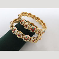 India Art Elegant Pota And Kundan Stone Openable Bangles With Meenakari DetailingFor Every Occasions