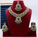 India Art Designer Kundan Necklace Set with Matching Earrings and Maangtikka for Ethnic Outfits