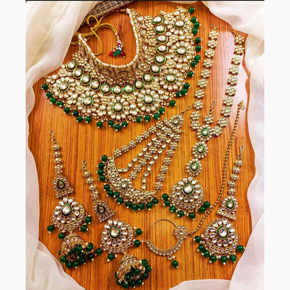 India Art Shimmer Glow Kundan Stone And Beads Bridal Set