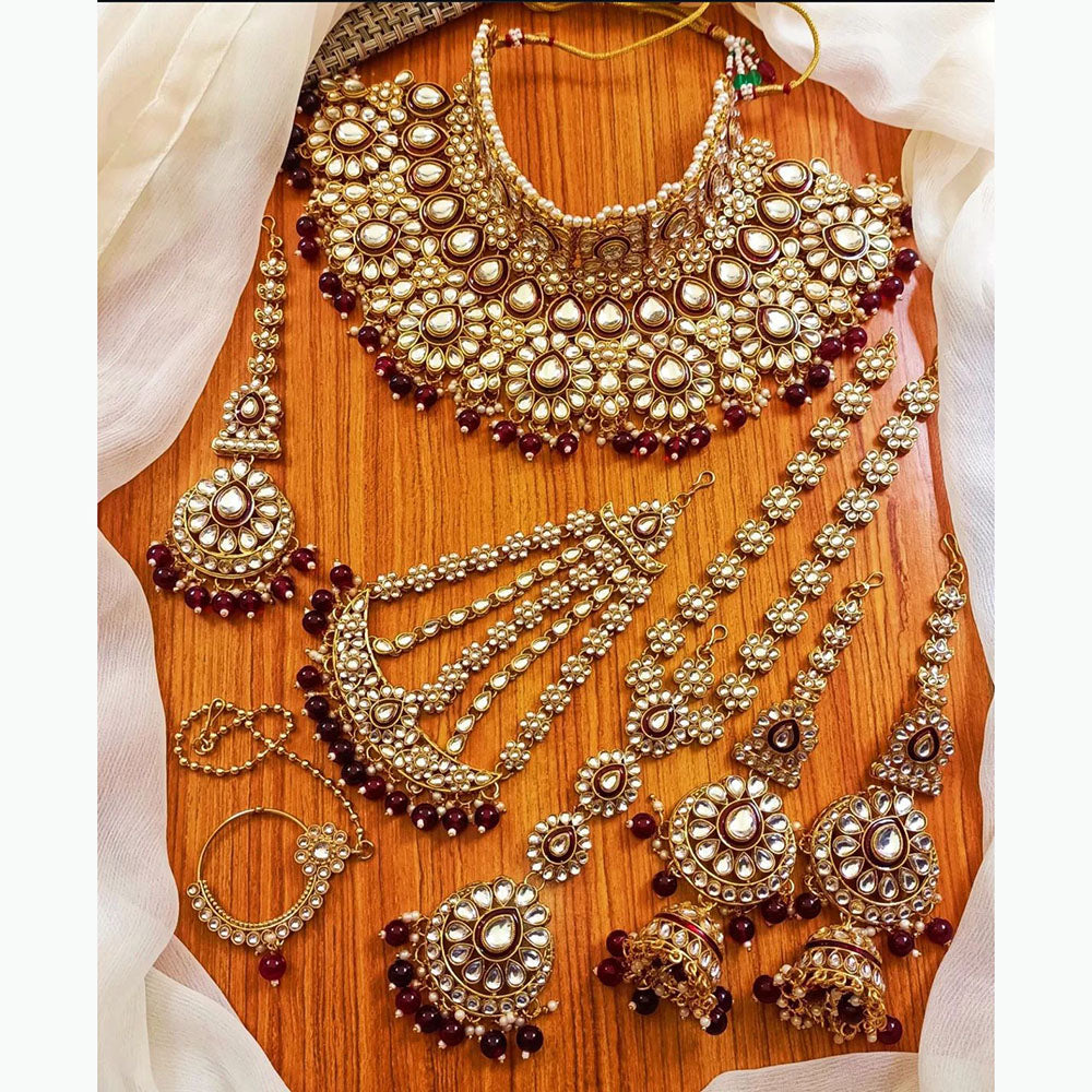 India Art Shimmer Glow Kundan Stone And Beads Bridal Set