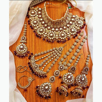 India Art Shimmer Glow Kundan Stone And Beads Bridal Set