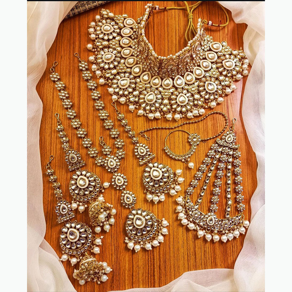 India Art Shimmer Glow Kundan Stone And Beads Bridal Set