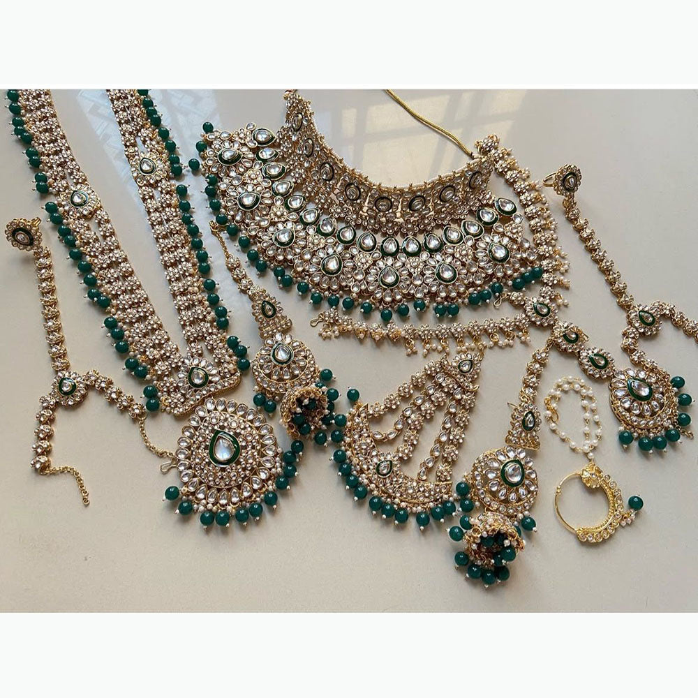 India Art Shimmer Glow Kundan Stone And Beads Bridal Set