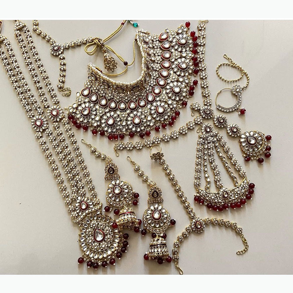 India Art Shimmer Glow Kundan Stone And Beads Bridal Set