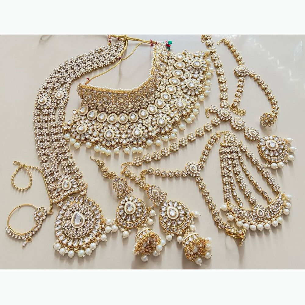 India Art Shimmer Glow Kundan Stone And Beads Bridal Set