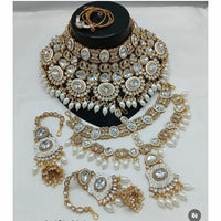 India Art Timeless Kundan Stone And Pearl Semi Bridal Necklace set