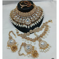 India Art Timeless Kundan Stone And Pearl Semi Bridal Necklace set