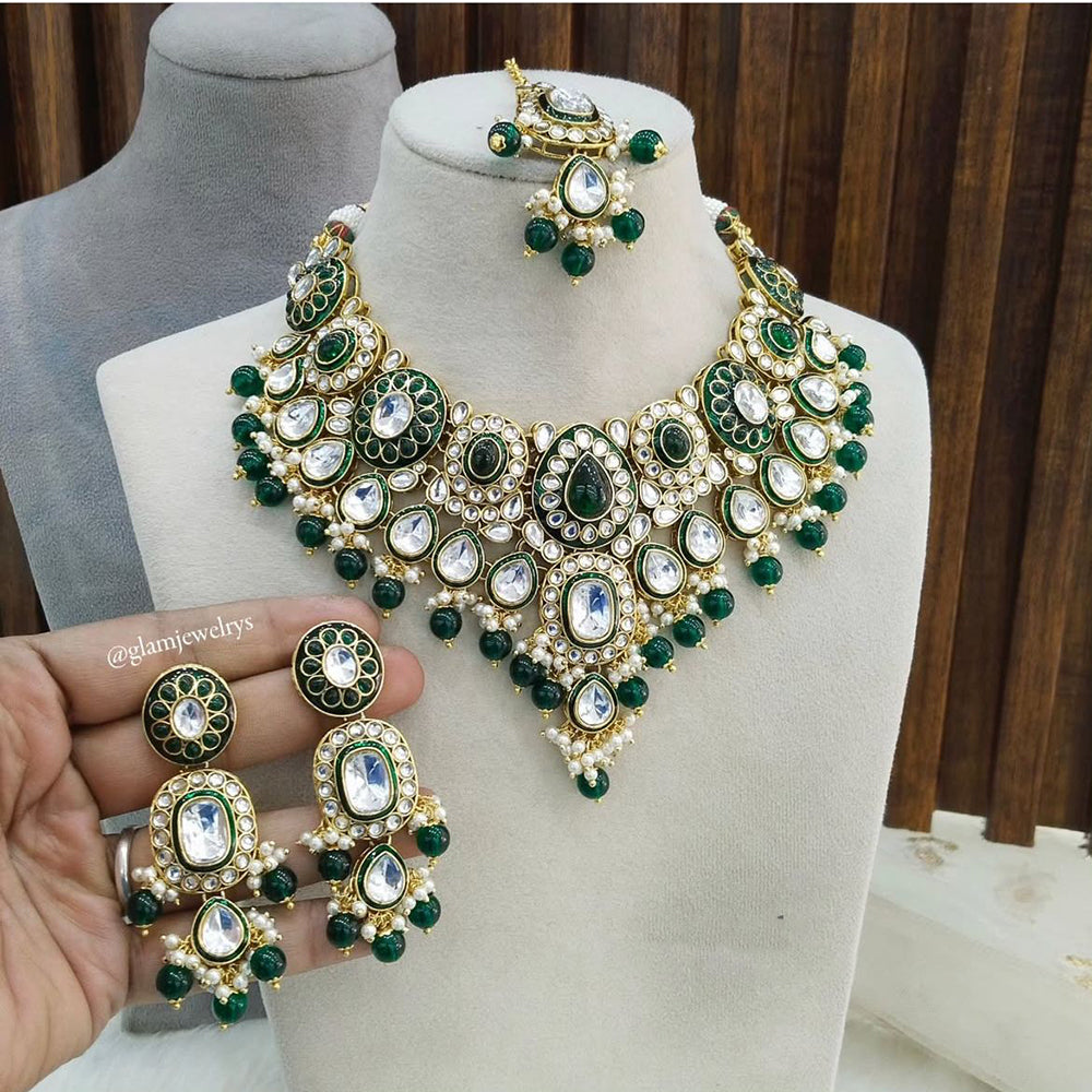 India Art Sparkling Luxe Pota Kundan And Pearl Necklace Set