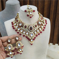 India Art Sparkling Luxe Pota Kundan And Pearl Necklace Set