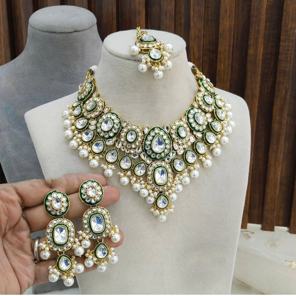 India Art Sparkling Luxe Pota Kundan And Pearl Necklace Set