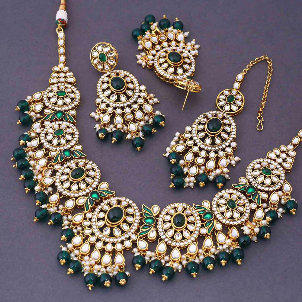India Art Sparkling Luxe Pota Kundan And Pearl Necklace Set