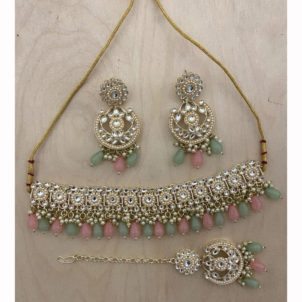 India Art Ethnic Kundan Stone Beaded And Pearl Necklace Set