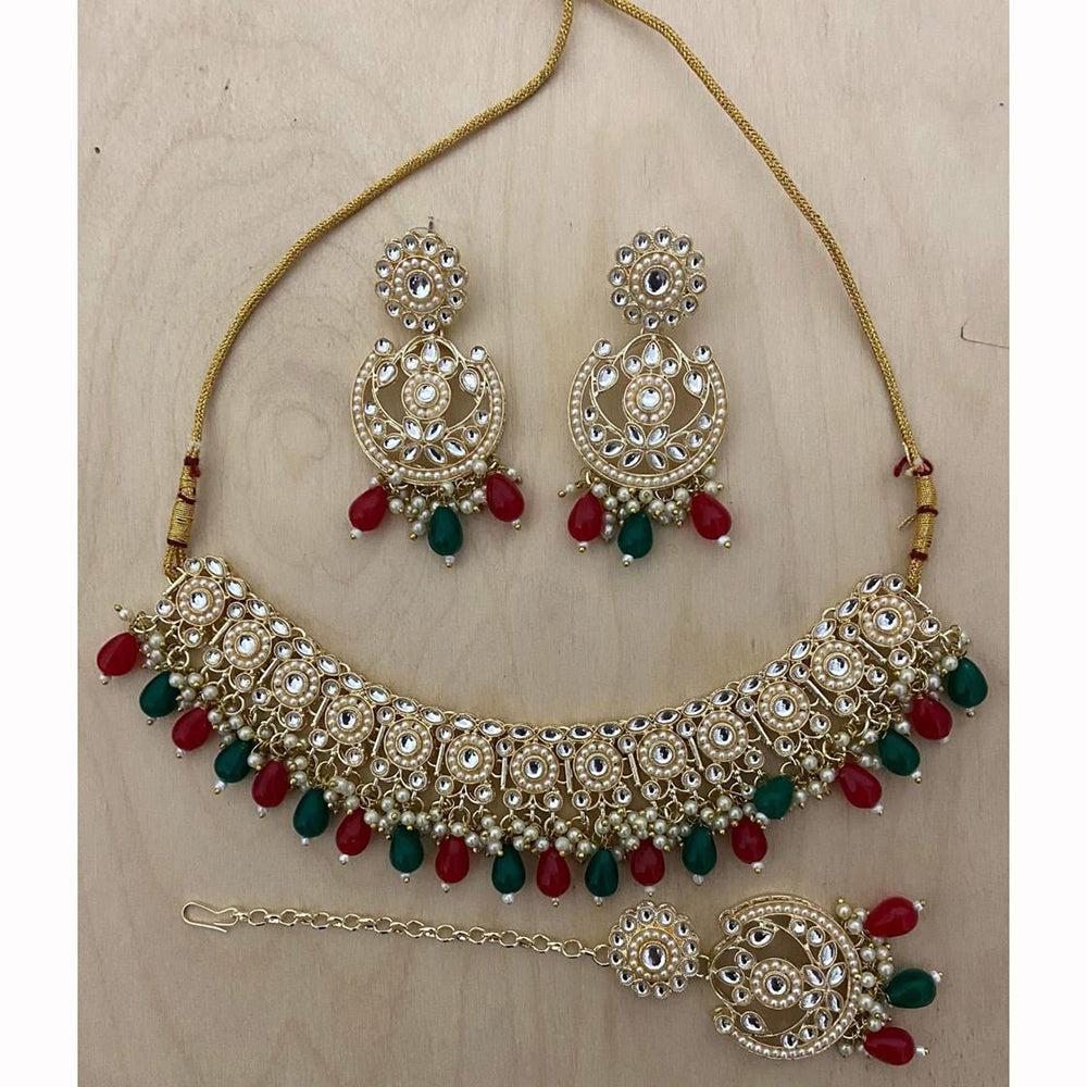 India Art Ethnic Kundan Stone Beaded And Pearl Necklace Set