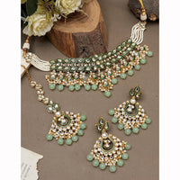 India Art Ethnic Kundan Stone Beaded And Pearl Meenakari Necklace Set