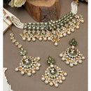India Art Ethnic Kundan Stone Beaded And Pearl Meenakari Necklace Set