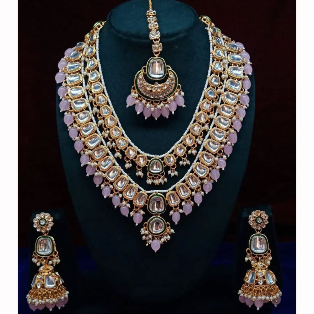 India Art Ethnic Kundan Stone Beaded And Pearl Necklace Set