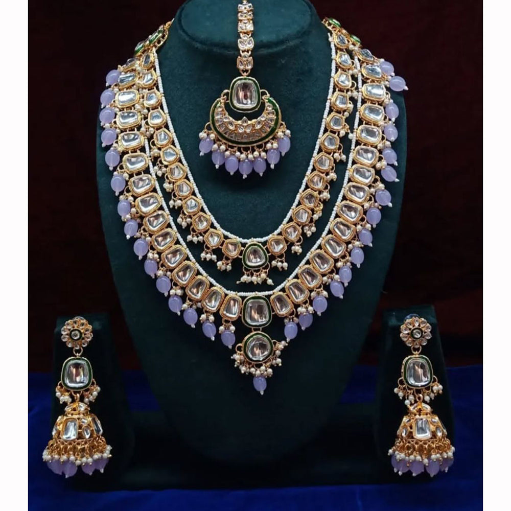 India Art Ethnic Kundan Stone Beaded And Pearl Necklace Set