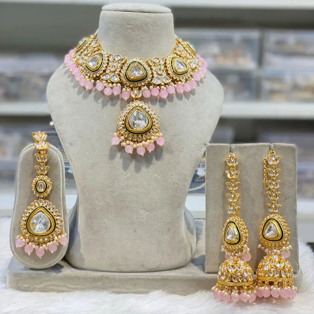 India Art Ethnic Kundan Stone Beaded And Pearl Necklace Set