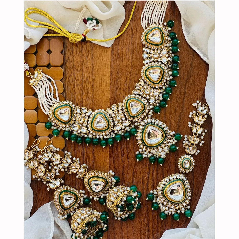 India Art Ethnic Kundan Stone Beaded And Pearl Necklace Set
