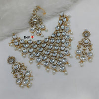 India Art Ethnic Kundan Stone Beaded And Pearl Meenakari Necklace Set