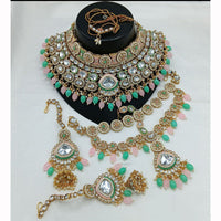 India Art Royal Kundan Stone And Pearl Meenakari Semi Bridal Necklace set